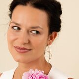 Cercei atarnatori bara spirala perlute de cultura, aur galben 14K